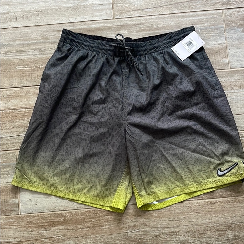Men’s Nike Black and Yellow Swim Trunks